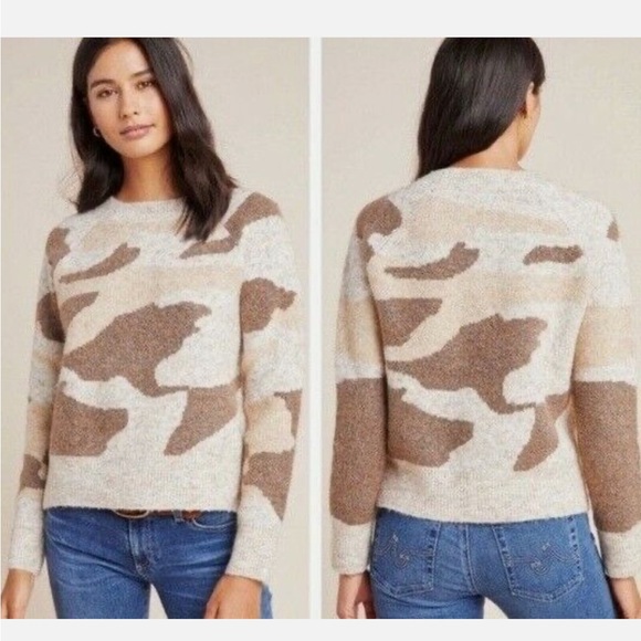 Anthropologie Small Tan Camo Sweater - Picture 6 of 6